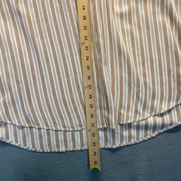 Bruno Conte Men's Button Up French Cuff Dress Shirt 17 1/2 34/35 Orange Striped - Picture 5 of 11